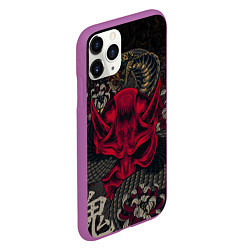 Чехол iPhone 11 Pro матовый Oni mask and snake, цвет: 3D-фиолетовый — фото 2