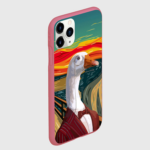Чехол iPhone 11 Pro матовый Утка пародия на картину Крик / 3D-Малиновый – фото 2