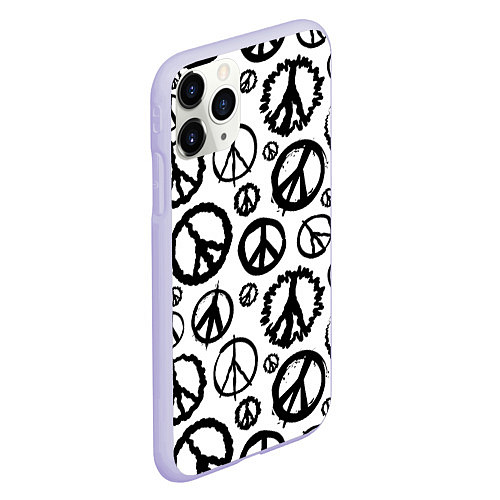 Чехол iPhone 11 Pro матовый Many peace logo / 3D-Светло-сиреневый – фото 2