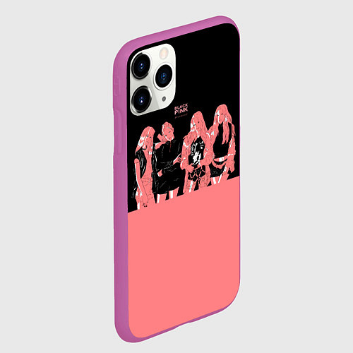 Чехол iPhone 11 Pro матовый BLACK PINK на черно-розовом / 3D-Фиолетовый – фото 2