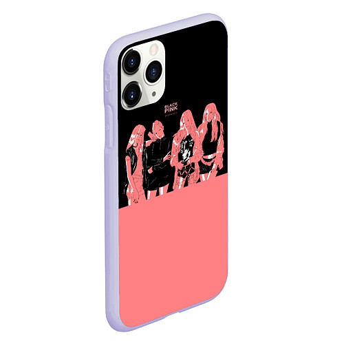 Чехол iPhone 11 Pro матовый BLACK PINK на черно-розовом / 3D-Светло-сиреневый – фото 2