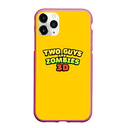 Чехол iPhone 11 Pro матовый Two Guys & Zombies 3D - Лого на желтом