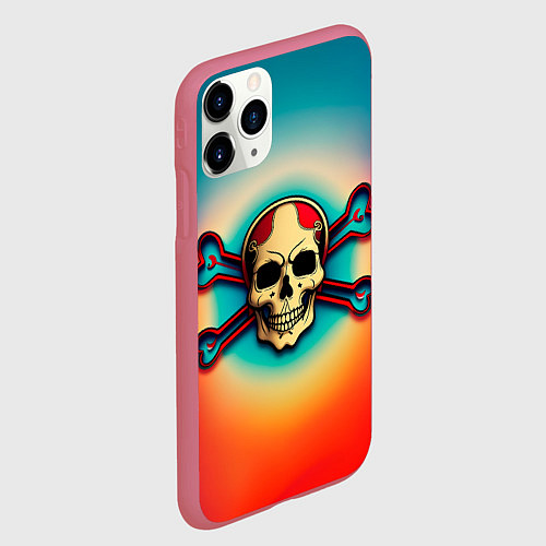 Чехол iPhone 11 Pro матовый Красочный веселый роджер / 3D-Малиновый – фото 2