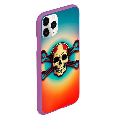 Чехол iPhone 11 Pro матовый Красочный веселый роджер / 3D-Фиолетовый – фото 2