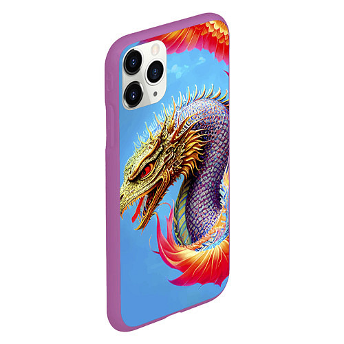 Чехол iPhone 11 Pro матовый Dragon - irezumi - tattoo - Japan / 3D-Фиолетовый – фото 2