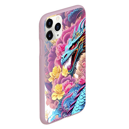 Чехол iPhone 11 Pro матовый Свирепый дракон - татуировка - ирезуми - Япония / 3D-Розовый – фото 2