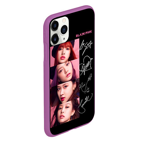 Чехол iPhone 11 Pro матовый Blackpink Autographs / 3D-Фиолетовый – фото 2