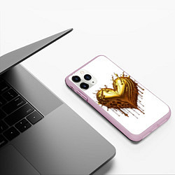 Чехол iPhone 11 Pro матовый Золотое сердце, цвет: 3D-розовый — фото 2