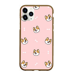 Чехол iPhone 11 Pro матовый Pink corgi, цвет: 3D-коричневый