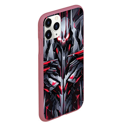 Чехол iPhone 11 Pro матовый Красный Кибер череп / 3D-Малиновый – фото 2