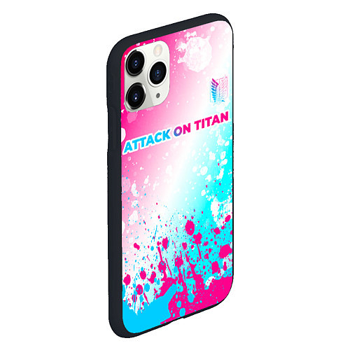 Чехол iPhone 11 Pro матовый Attack on Titan neon gradient style: символ сверху / 3D-Черный – фото 2