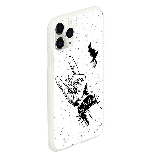 Чехол iPhone 11 Pro матовый Hollywood Undead и рок символ / 3D-Белый – фото 2