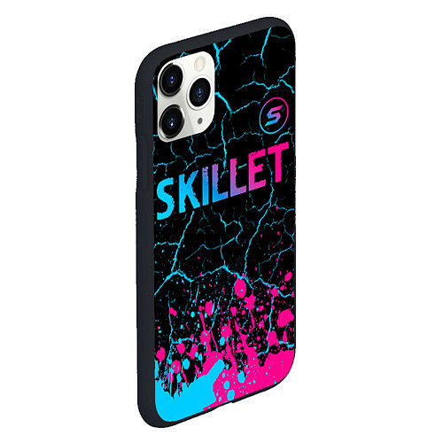 Чехол iPhone 11 Pro матовый Skillet - neon gradient: символ сверху / 3D-Черный – фото 2