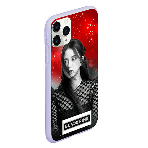 Чехол iPhone 11 Pro матовый Jisoo black red background / 3D-Светло-сиреневый – фото 2