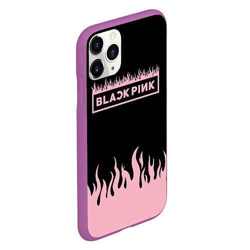 Чехол iPhone 11 Pro матовый Blackpink - flames / 3D-Фиолетовый – фото 2