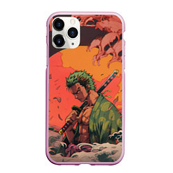 Чехол iPhone 11 Pro матовый Зоро на закате - One Piece