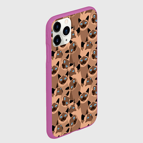 Чехол iPhone 11 Pro матовый Сиамские кошки с голубыми глазами / 3D-Фиолетовый – фото 2