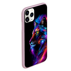 Чехол iPhone 11 Pro матовый Лев в космосе и звезды, цвет: 3D-розовый — фото 2