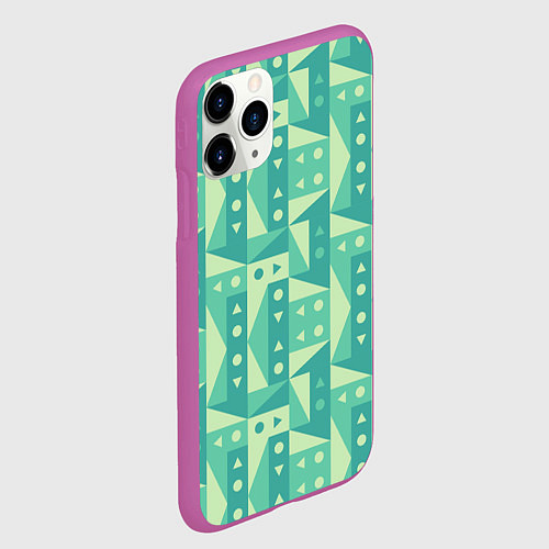 Чехол iPhone 11 Pro матовый Green geometry / 3D-Фиолетовый – фото 2