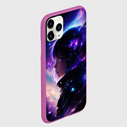 Чехол iPhone 11 Pro матовый Покорение космоса - девушка, цвет: 3D-фиолетовый — фото 2