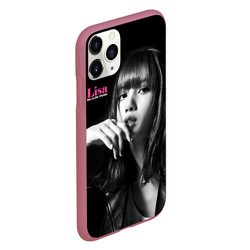 Чехол iPhone 11 Pro матовый Blackpink Lisa in leather jacket / 3D-Малиновый – фото 2