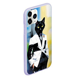 Чехол iPhone 11 Pro матовый Cat fashionista - neural network - pop art, цвет: 3D-светло-сиреневый — фото 2