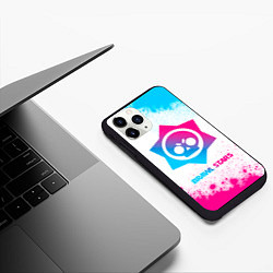 Чехол iPhone 11 Pro матовый Brawl Stars neon gradient style, цвет: 3D-черный — фото 2