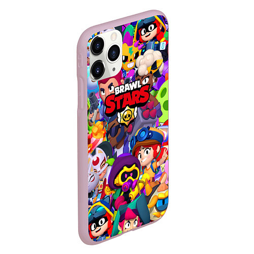 Чехол iPhone 11 Pro матовый Brawl stars all pattern / 3D-Розовый – фото 2