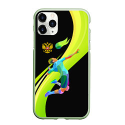 Чехол iPhone 11 Pro матовый Волейбол Россия, цвет: 3D-салатовый