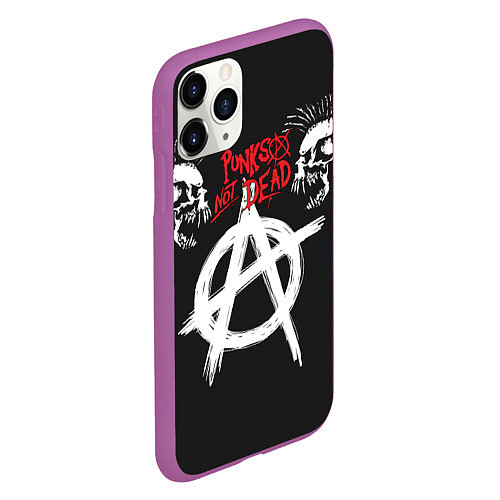 Чехол iPhone 11 Pro матовый Punks not dead - анархия / 3D-Фиолетовый – фото 2