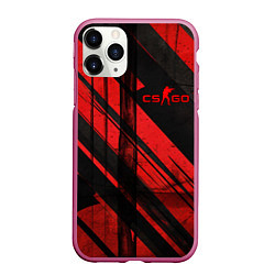 Чехол iPhone 11 Pro матовый CS GO black and red, цвет: 3D-малиновый