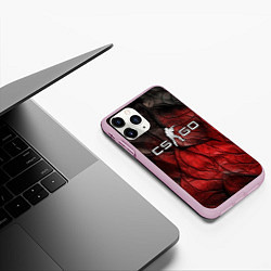 Чехол iPhone 11 Pro матовый CS GO dark red texture, цвет: 3D-розовый — фото 2