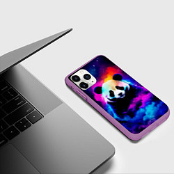 Чехол iPhone 11 Pro матовый Панда и краски, цвет: 3D-фиолетовый — фото 2