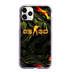 Чехол iPhone 11 Pro матовый CS GO green texture, цвет: 3D-светло-сиреневый