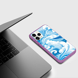 Чехол iPhone 11 Pro матовый Голубые волны, цвет: 3D-фиолетовый — фото 2