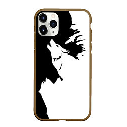 Чехол iPhone 11 Pro матовый Волчий вой в горах, цвет: 3D-коричневый