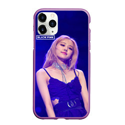 Чехол iPhone 11 Pro матовый Rose Blackpink blue background