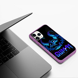 Чехол iPhone 11 Pro матовый Sum41 horns skull, цвет: 3D-фиолетовый — фото 2