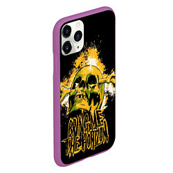 Чехол iPhone 11 Pro матовый Bring me the horizon - skull, цвет: 3D-фиолетовый — фото 2