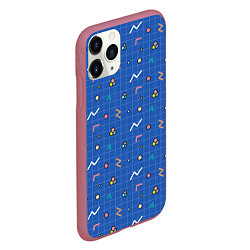 Чехол iPhone 11 Pro матовый Figures on blue, цвет: 3D-малиновый — фото 2