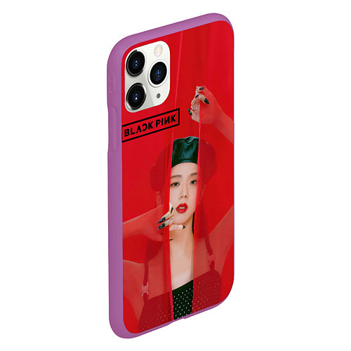 Чехол iPhone 11 Pro матовый Blackpink red background / 3D-Фиолетовый – фото 2