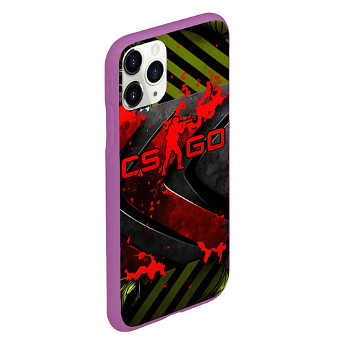 Чехол iPhone 11 Pro матовый CS GO red logo / 3D-Фиолетовый – фото 2