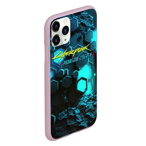 Чехол iPhone 11 Pro матовый Cyberpunk 2077 phantom liberty blue abstract / 3D-Розовый – фото 2