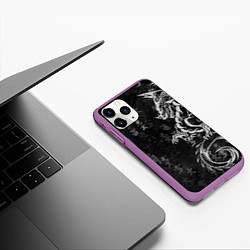 Чехол iPhone 11 Pro матовый White dragon - grunge, цвет: 3D-фиолетовый — фото 2