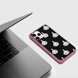 Чехол iPhone 11 Pro матовый С факами на английском - паттерн, цвет: 3D-малиновый — фото 2