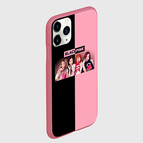 Чехол iPhone 11 Pro матовый Черно-розовый градиент Black Pink / 3D-Малиновый – фото 2