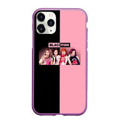 Чехол iPhone 11 Pro матовый Черно-розовый градиент Black Pink