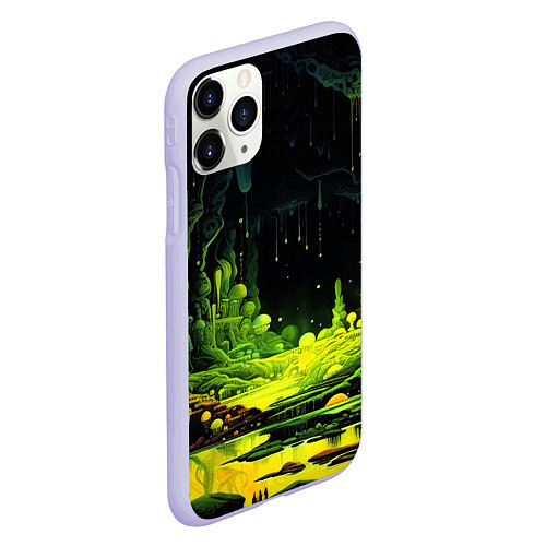 Чехол iPhone 11 Pro матовый Кислотная пещера / 3D-Светло-сиреневый – фото 2