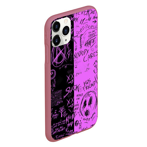 Чехол iPhone 11 Pro матовый Dead inside purple black / 3D-Малиновый – фото 2