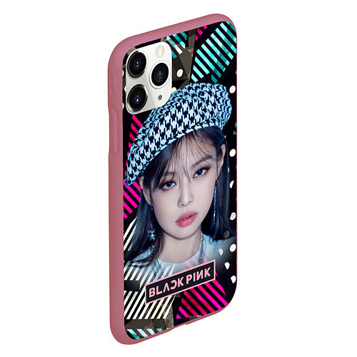 Чехол iPhone 11 Pro матовый Jennie Blackpink / 3D-Малиновый – фото 2